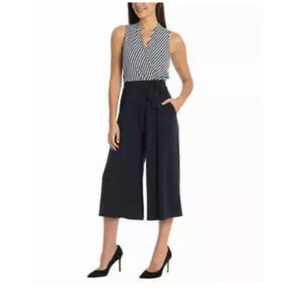 Sandra Darren Women's Elastic Waist Sleeveless Relaxed Jumpsuit Wide Leg SZ XS